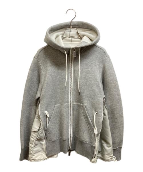 sacai（サカイ）sacai (サカイ) Sponge Sweat × MA-1 Zip Up Hoodie グレー サイズ:2の古着・服飾アイテム
