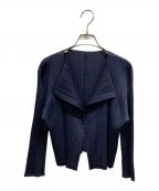 PLEATS PLEASEプリーツプリーズ）の古着「プリーツカーディガン」｜ネイビー
