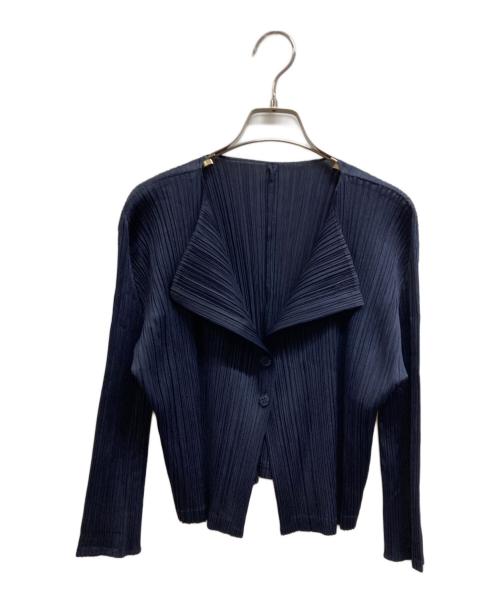 PLEATS PLEASE（プリーツプリーズ）PLEATS PLEASE (プリーツプリーズ) プリーツカーディガン ネイビー サイズ:3の古着・服飾アイテム