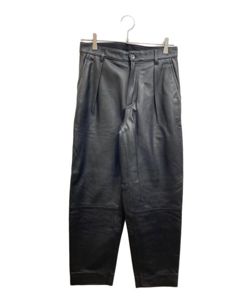 Adam et Rope（アダム エ ロペ）Adam et Rope (アダム エ ロペ) シープレザー ワイドテーパードパンツ ブラック サイズ:Sの古着・服飾アイテム