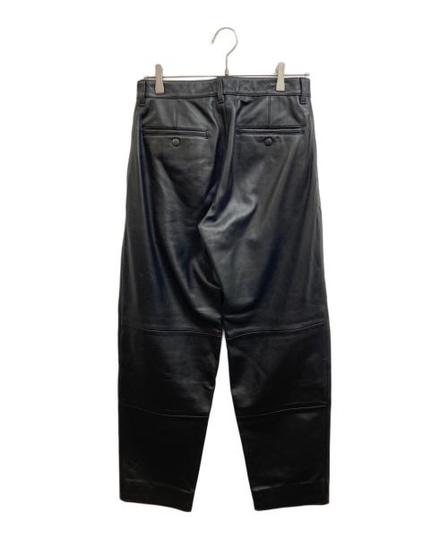 Adam et Rope（アダム エ ロペ）Adam et Rope (アダム エ ロペ) シープレザー ワイドテーパードパンツ ブラック サイズ:Sの古着・服飾アイテム