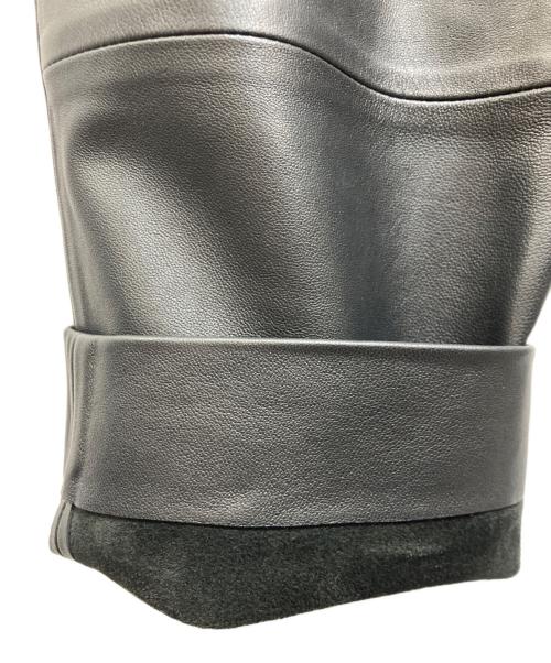 Adam et Rope（アダム エ ロペ）Adam et Rope (アダム エ ロペ) シープレザー ワイドテーパードパンツ ブラック サイズ:Sの古着・服飾アイテム