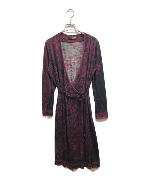 LEONARD（レオナール）LEONARD (レオナール) シルク混カシュクーワンピース パープル サイズ:Lの古着・服飾アイテム