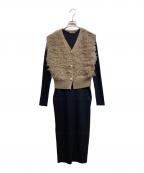 Pinky & Dianneピンキーアンドダイアン）の古着「レイヤードニットワンピース」｜ブラック×ベージュ