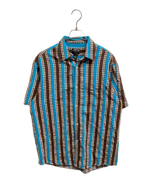 stussy（ステューシー）stussy (ステューシー) チェックシャツ ブルー×ブラウン サイズ:Mの古着・服飾アイテム
