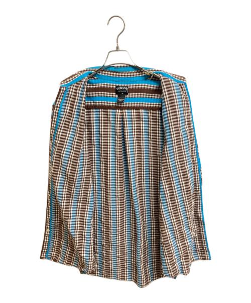 stussy（ステューシー）stussy (ステューシー) チェックシャツ ブルー×ブラウン サイズ:Mの古着・服飾アイテム