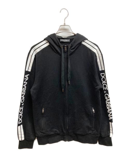 DOLCE & GABBANA（ドルチェ＆ガッバーナ）DOLCE & GABBANA (ドルチェ＆ガッバーナ) ロゴプリントジップパーカー ブラック サイズ:52の古着・服飾アイテム