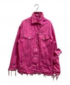 MSGMエムエスジーエム）の古着「ダメージ加工デニムジャケット」｜ピンク