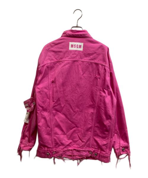 MSGM（エムエスジーエム）MSGM (エムエスジーエム) ダメージ加工デニムジャケット ピンク サイズ:38の古着・服飾アイテム