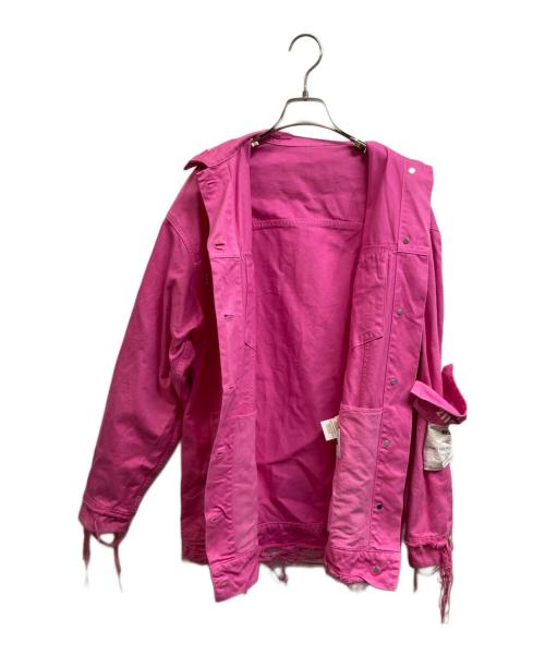 MSGM（エムエスジーエム）MSGM (エムエスジーエム) ダメージ加工デニムジャケット ピンク サイズ:38の古着・服飾アイテム