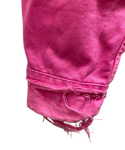 MSGM（エムエスジーエム）MSGM (エムエスジーエム) ダメージ加工デニムジャケット ピンク サイズ:38の古着・服飾アイテム