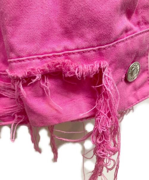 MSGM（エムエスジーエム）MSGM (エムエスジーエム) ダメージ加工デニムジャケット ピンク サイズ:38の古着・服飾アイテム