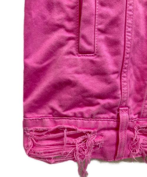 MSGM（エムエスジーエム）MSGM (エムエスジーエム) ダメージ加工デニムジャケット ピンク サイズ:38の古着・服飾アイテム