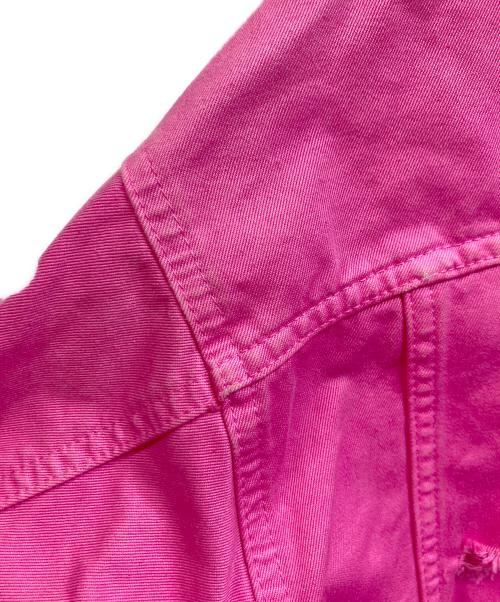 MSGM（エムエスジーエム）MSGM (エムエスジーエム) ダメージ加工デニムジャケット ピンク サイズ:38の古着・服飾アイテム