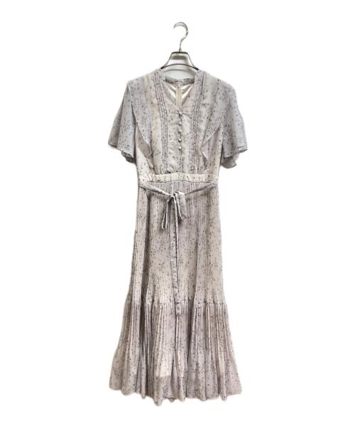 JUSGLITTY（ジャスグリッティー）JUSGLITTY (ジャスグリッティー) リトルフラワープリーツワンピース グレー サイズ:2 未使用品の古着・服飾アイテム