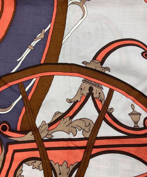 HERMES（エルメス）HERMES (エルメス) カレ140/カレジェアン ネイビー×オレンジの古着・服飾アイテム