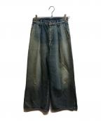 Graphpaperグラフペーパー）の古着「Selvage Denim Two Tuck Wide Pants」｜インディゴ