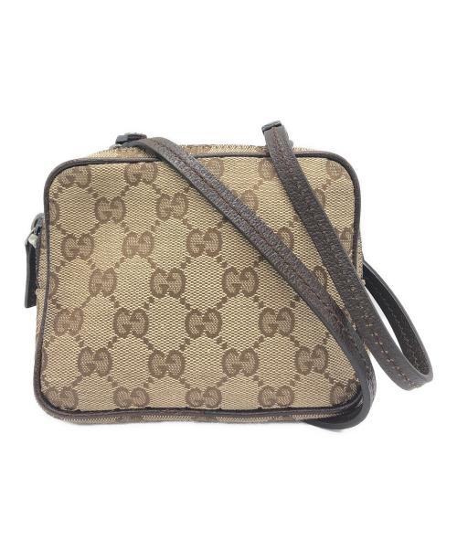 GUCCI（グッチ）GUCCI (グッチ) GGキャンバスミニショルダーバッグ ベージュ×ブラウンの古着・服飾アイテム