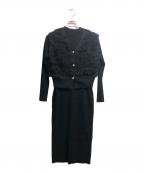 Pinky & Dianneピンキーアンドダイアン）の古着「レイヤードニットワンピース」｜ブラック