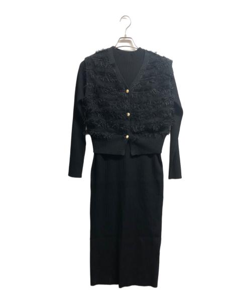 Pinky & Dianne（ピンキーアンドダイアン）Pinky & Dianne (ピンキーアンドダイアン) レイヤードニットワンピース ブラック サイズ:38 未使用品の古着・服飾アイテム