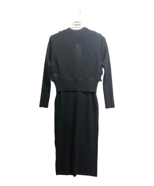 Pinky & Dianne（ピンキーアンドダイアン）Pinky & Dianne (ピンキーアンドダイアン) レイヤードニットワンピース ブラック サイズ:38 未使用品の古着・服飾アイテム