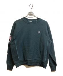 Champion REVERSE WEAVE（チャンピオン リバース ウィーブ）の古着「90S袖ロゴリバースウィーブスウェット」｜ブルー