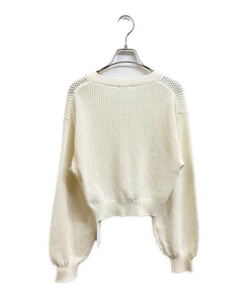 FRAY ID（フレイ アイディー）FRAY ID (フレイ アイディー) メッシュVネックカーディガン ホワイト サイズ:Free 未使用品の古着・服飾アイテム