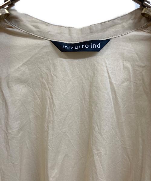 mizuiro-ind（ミズイロインド）mizuiro-ind (ミズイロインド) コットンスタンドカラーフレアロングワンピース ベージュ サイズ:FREEの古着・服飾アイテム