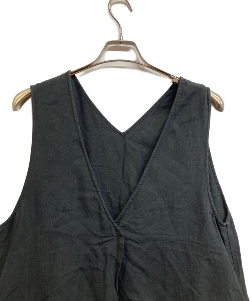 journal standard luxe（ジャーナルスタンダード ラックス）JOURNAL STANDARD LUXE (ジャーナルスタンダード ラックス) リネンワッシャー Vネックノースリーブワンピース ブラック サイズ:-の古着・服飾アイテム