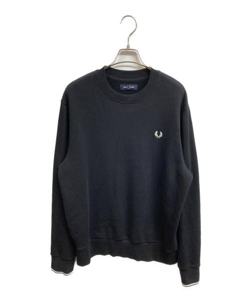 FRED PERRY（フレッドペリー）FRED PERRY (フレッドペリー) クルーネックスウェット ブラック サイズ:Lの古着・服飾アイテム