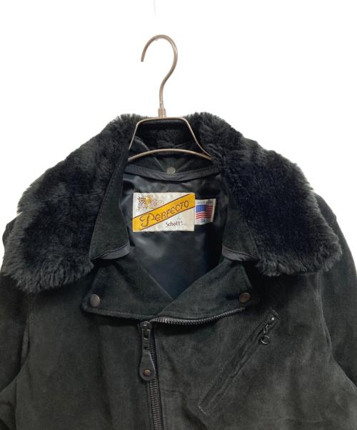 Schott（ショット）Schott (ショット) Ron Herman (ロンハーマン) スウェードダブルレザージャケット ブラック サイズ:36の古着・服飾アイテム