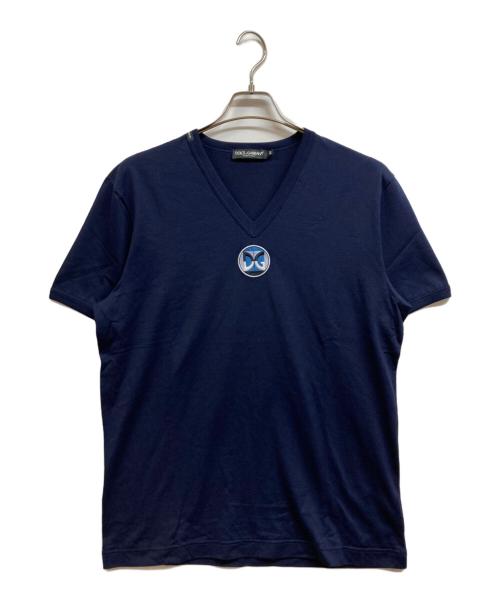 DOLCE & GABBANA（ドルチェ＆ガッバーナ）DOLCE & GABBANA (ドルチェ＆ガッバーナ) VネックTシャツ ネイビー サイズ:50の古着・服飾アイテム
