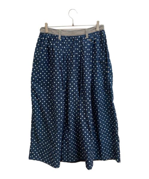 45R（フォーティファイブ・アール）45R (フォーティファイブ・アール) 粟サテンの水玉タックスカート ネイビー サイズ:-の古着・服飾アイテム