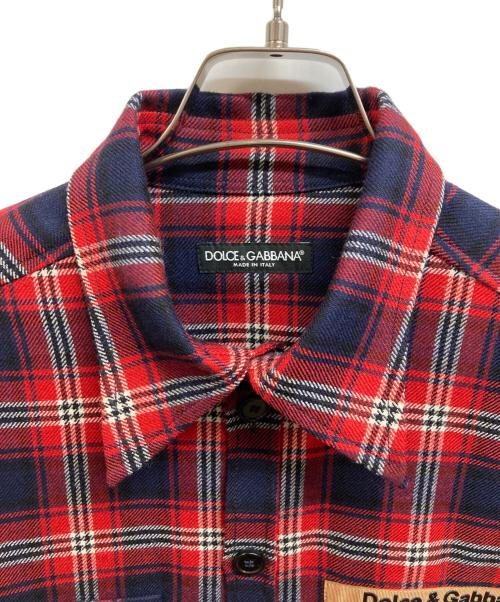 DOLCE & GABBANA（ドルチェ＆ガッバーナ）DOLCE & GABBANA (ドルチェ＆ガッバーナ) オンブレチェックネルシャツ レッド サイズ:46の古着・服飾アイテム