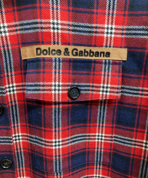 DOLCE & GABBANA（ドルチェ＆ガッバーナ）DOLCE & GABBANA (ドルチェ＆ガッバーナ) オンブレチェックネルシャツ レッド サイズ:46の古着・服飾アイテム