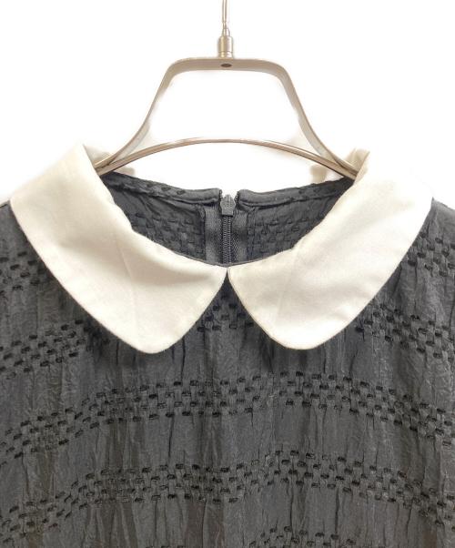 UNMINOU（アンミヌ）UNMINOU (アンミヌ) ミニカラーステッチシャーリングドレス ブラック サイズ:Fの古着・服飾アイテム