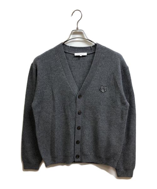 maison kitsune（メゾンキツネ）MAISON KITSUNE (メゾンキツネ) BOLD FOX HEAD PATCH REGULAR CARDIGAN グレー サイズ:Mの古着・服飾アイテム
