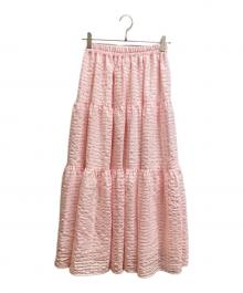 UNMINOU（アンミヌ）の古着「シアーチェックティアードスカート」｜ピンク