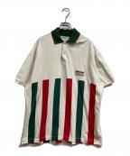 GUCCIグッチ）の古着「Web Striped Oversize Polo Shirt」｜ホワイト×グリーン