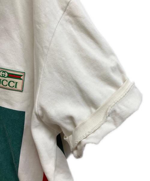 GUCCI（グッチ）GUCCI (グッチ) Web Striped Oversize Polo Shirt ホワイト×グリーン サイズ:XLの古着・服飾アイテム