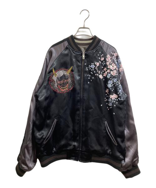 satori（サトリ）satori (サトリ) リバーシブル般若スカジャン ブラック×グレー サイズ:XLの古着・服飾アイテム