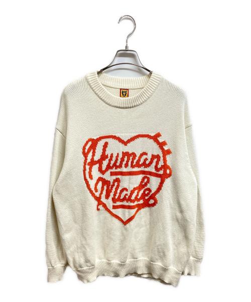HUMAN MADE（ヒューマンメイド）HUMAN MADE (ヒューマンメイド) ハートロゴニットセーター アイボリー サイズ:Mの古着・服飾アイテム
