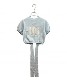 darich（ダーリッチ）の古着「バックオープンアップリケニットトップス」｜ブルー