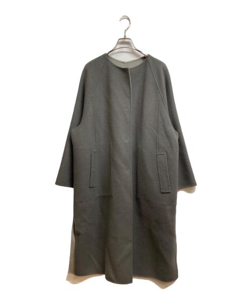 ADORE（アドーア）ADORE (アドーア) カシミヤ混ウール 2TONEリバー コート グレー サイズ:38の古着・服飾アイテム