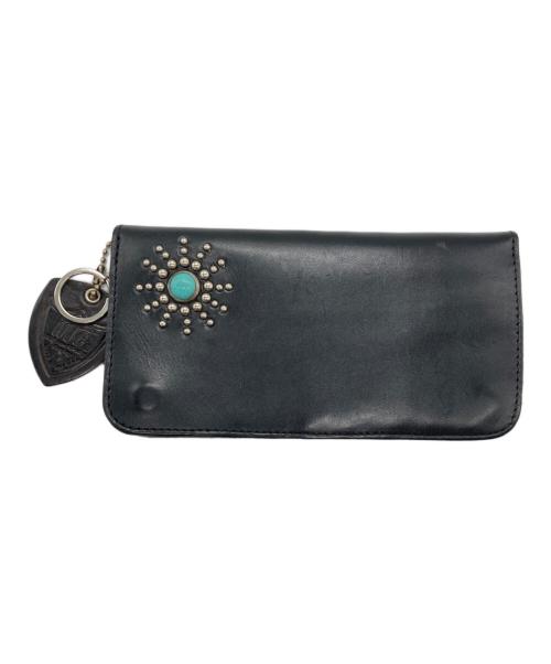 Hollywood Trading Company（ハリウッドトレーディングカンパニー）Hollywood Trading Company (ハリウッドトレーディングカンパニー) スタッズ レザー 長財布 ウォレット ブラックの古着・服飾アイテム