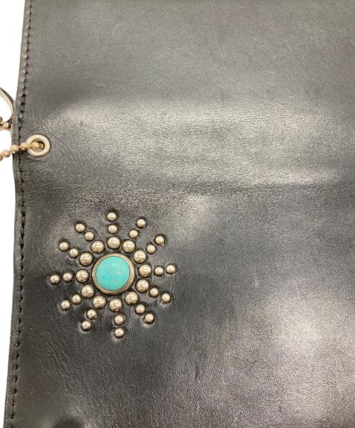 Hollywood Trading Company（ハリウッドトレーディングカンパニー）Hollywood Trading Company (ハリウッドトレーディングカンパニー) スタッズ レザー 長財布 ウォレット ブラックの古着・服飾アイテム