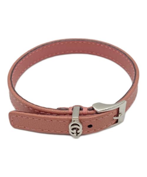 GUCCI（グッチ）GUCCI (グッチ) ダブルGレザーブレスレッド ピンクの古着・服飾アイテム