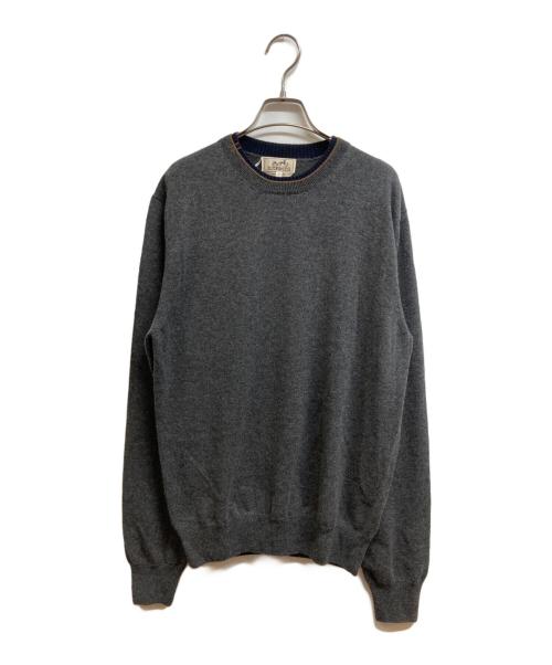 HERMES（エルメス）HERMES (エルメス) 23AW ラウンドネック ニット カシミア シグネチャー グレー サイズ:Mの古着・服飾アイテム