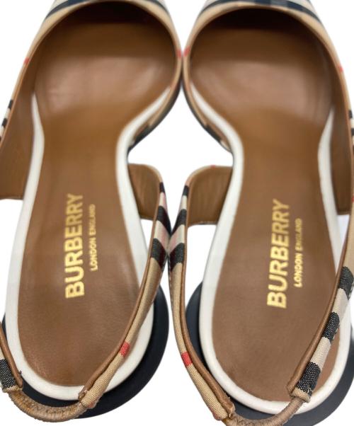 BURBERRY（バーバリー）BURBERRY (バーバリー) ビンテージチェックスリングバックヒールパンプス ベージュ サイズ:36の古着・服飾アイテム
