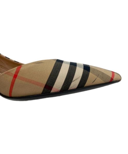 BURBERRY（バーバリー）BURBERRY (バーバリー) ビンテージチェックスリングバックヒールパンプス ベージュ サイズ:36の古着・服飾アイテム